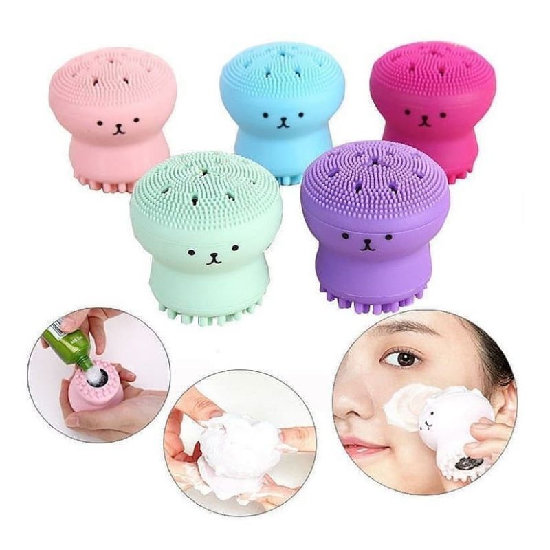 Brush Cleaner Gurita Facial Cleansing Brush / Alat Pembersih Wajah Cuci Muka / Face Washing Brush Spon Cumi