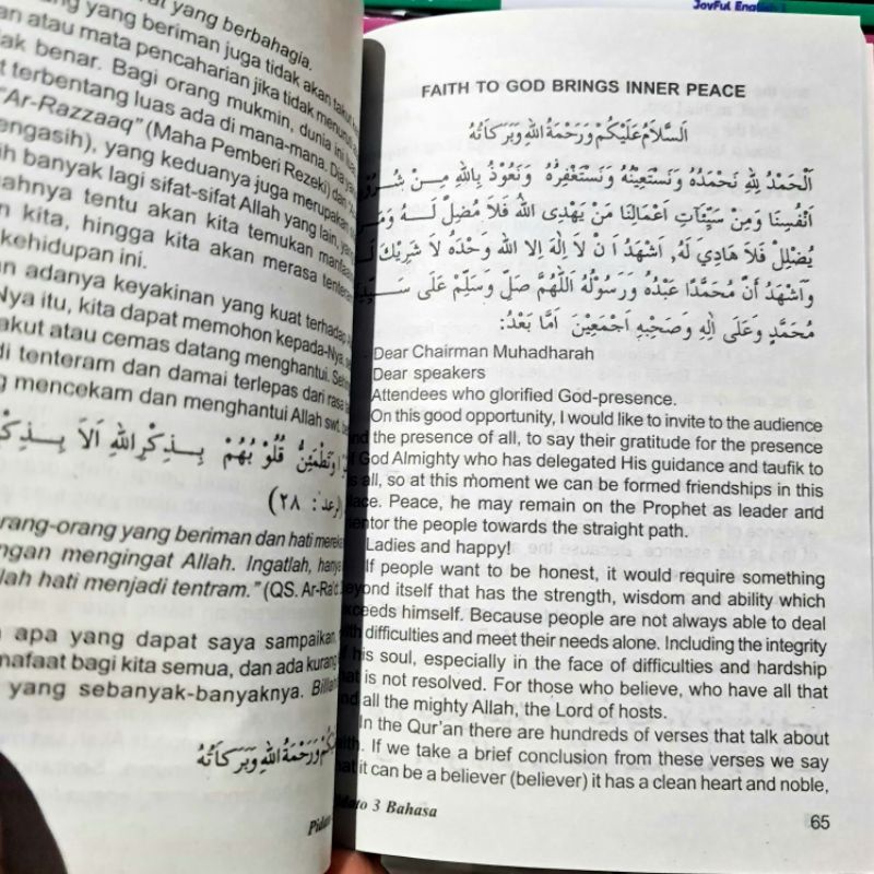 Buku Pidato 3 Bahasa Indonesia - Inggris - Arab