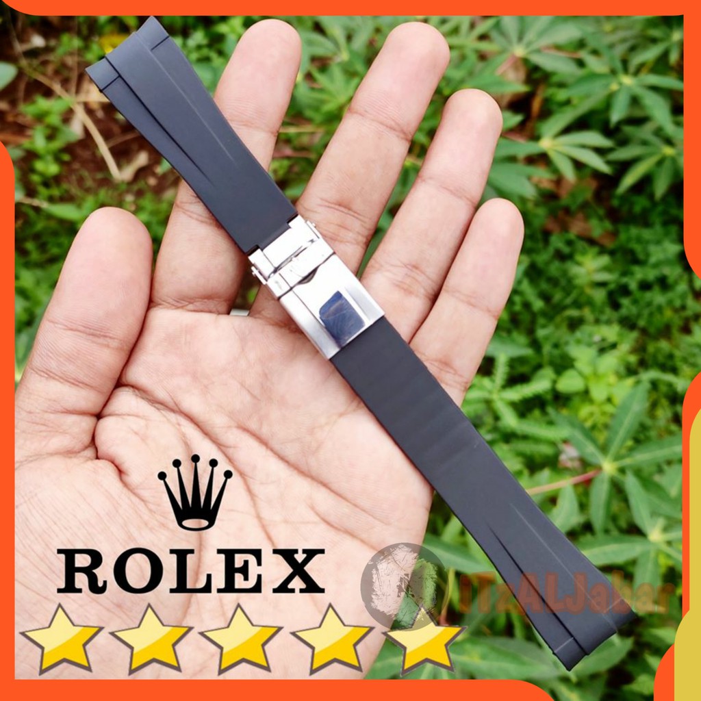 Tali jam tangan Rolex rubber strap 20mm full set Tali jam Rolex 20 mm - Hitam