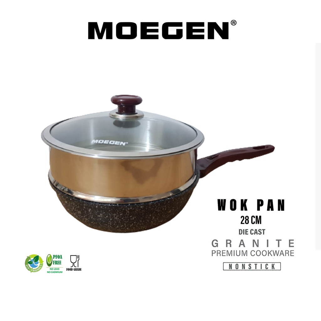MOEGEN Germany wok pan 28cm granite plus steamer / kukusan