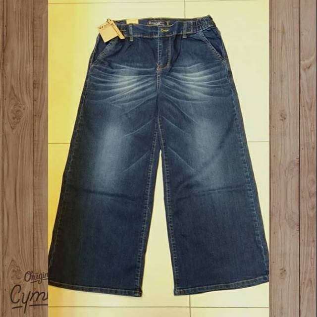 VJ JEANS KULOT PINGGANG KARET DARKWASH