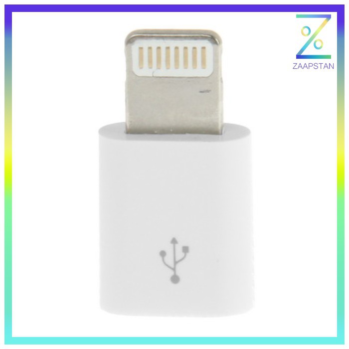 Micro USB Female to Lightning 8 Pin Adapter for iPhone - White