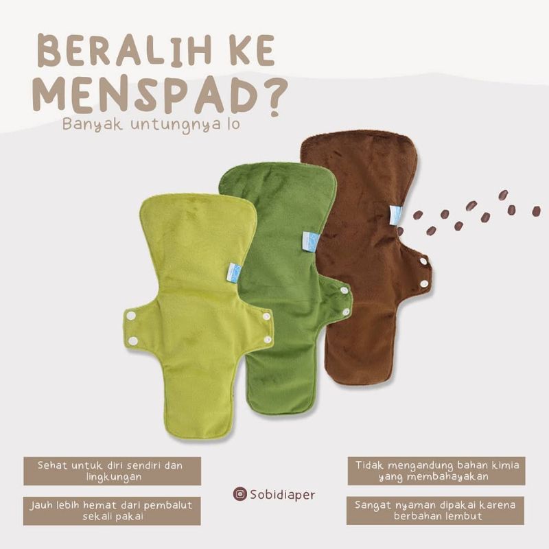 Menspad Sobi / Pembalut kain modern Night bahan Bamboo Charcoal