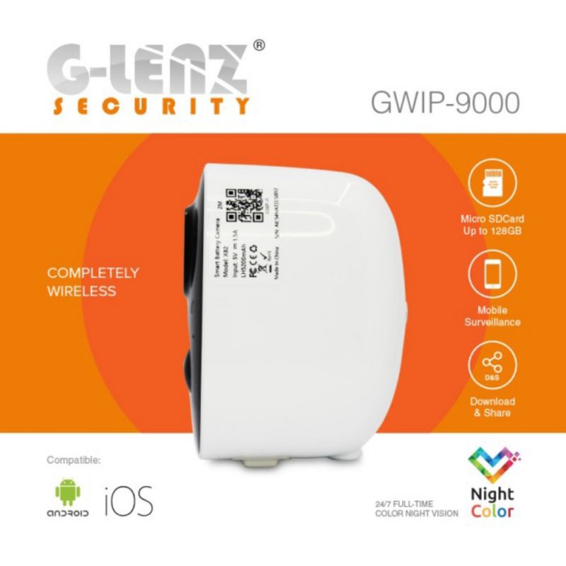 GLENZ SMART BATTERY IP CAMERA CCTV - GWIP 9000 (Full HD 2MP)