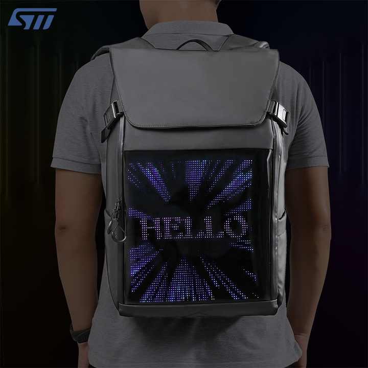 TF Tas Ransel led Sekolah 18  Inch Tahan Air Tas Laptop LED Display Hitam Tas Travel Pixoo Divoom