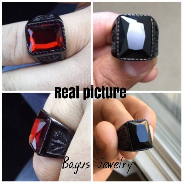 Cincin Pria Titanium Steel Keren Punk Motif dan Berkualitas Silver Black