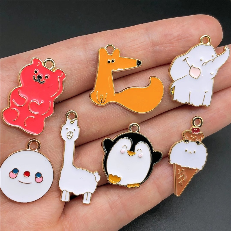 4pcs Liontin Bentuk Hewan Rubah Penguin Gajah Bahan Alloy Untuk Membuat Perhiasan Anting