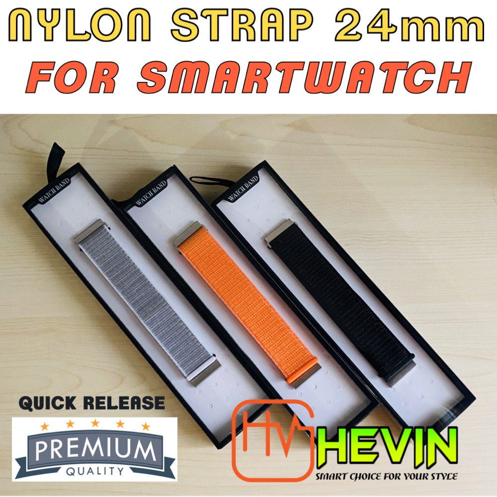 NYLON STRAP SMART WATCH PREMIUM QUALITY 24MM QUICK RELEASE