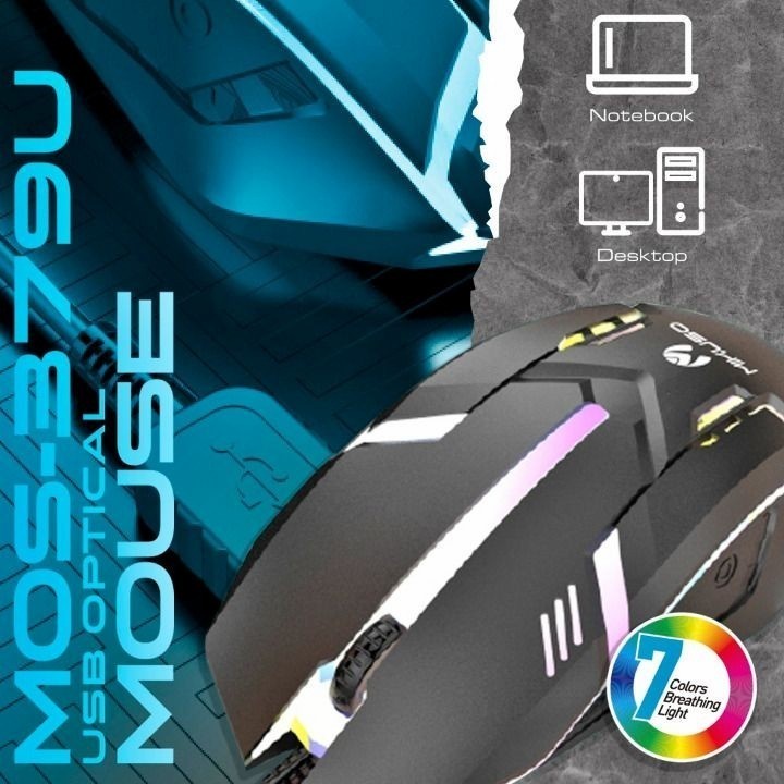 Mouse Mikuso MOS-379U - USB Optical Mouse With 7 Color Breathing Light