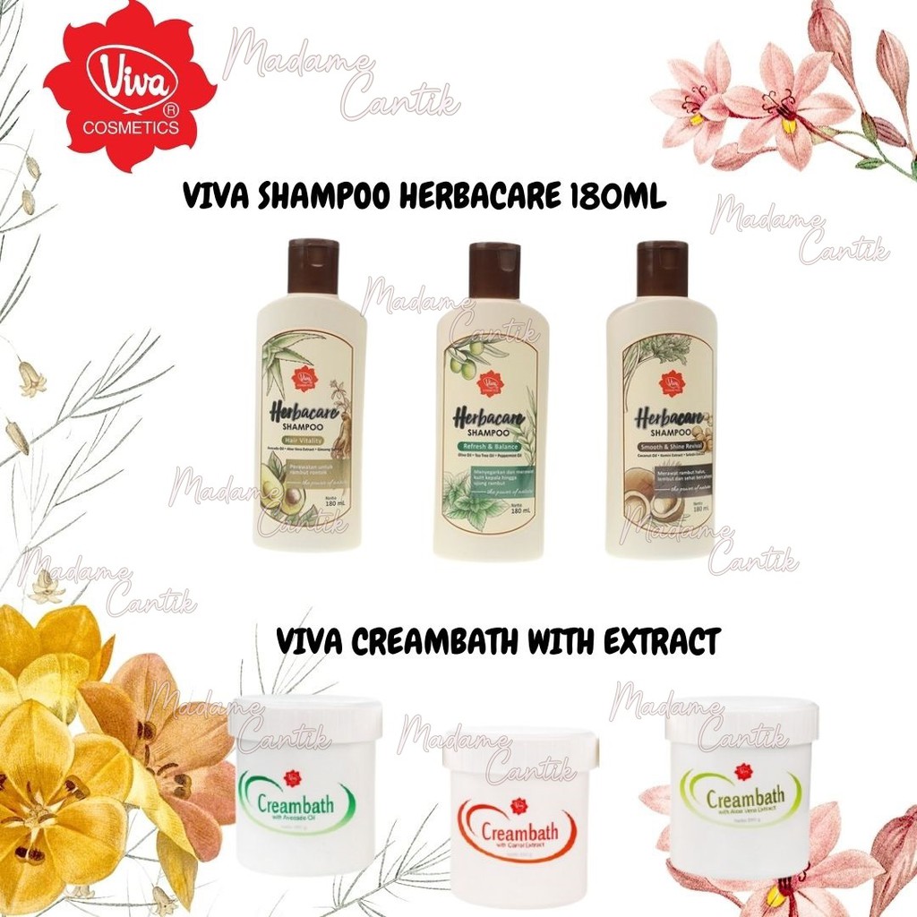 ✿ MADAME ✿ VIVA SHAMPOO HERBACARE CREAMBATH WITH EXTRACT - PERAWATAN RAMBUT KETOMBE RONTOK BERMINYAK