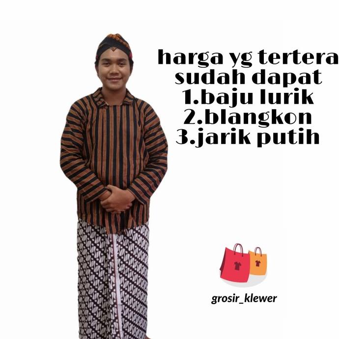 Promo Surjan Lurik Dewasa+Jarik Putih+Blangkon Jogja Lipat