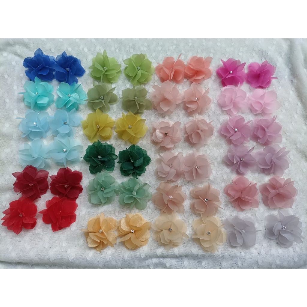 aplikasi bunga alamanda organza 5cm / 1MT.5K/ kebaya/payet/gaun pengantin/flowercrown