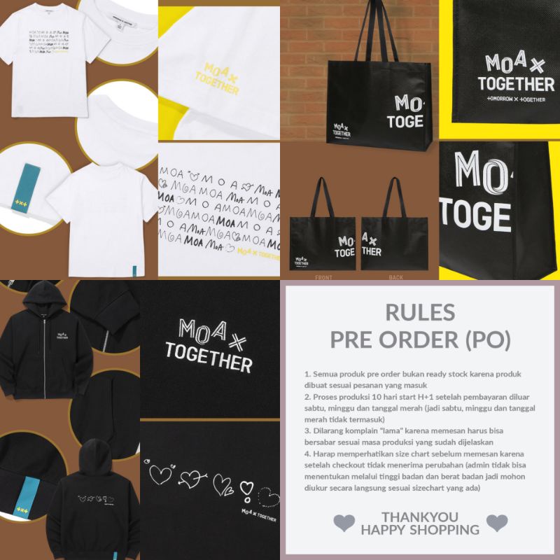 PO TXT FANLIVE MOA X TOGETHER TSHIRT / ZIP UP HOODIE / BAG UNOFFICIAL