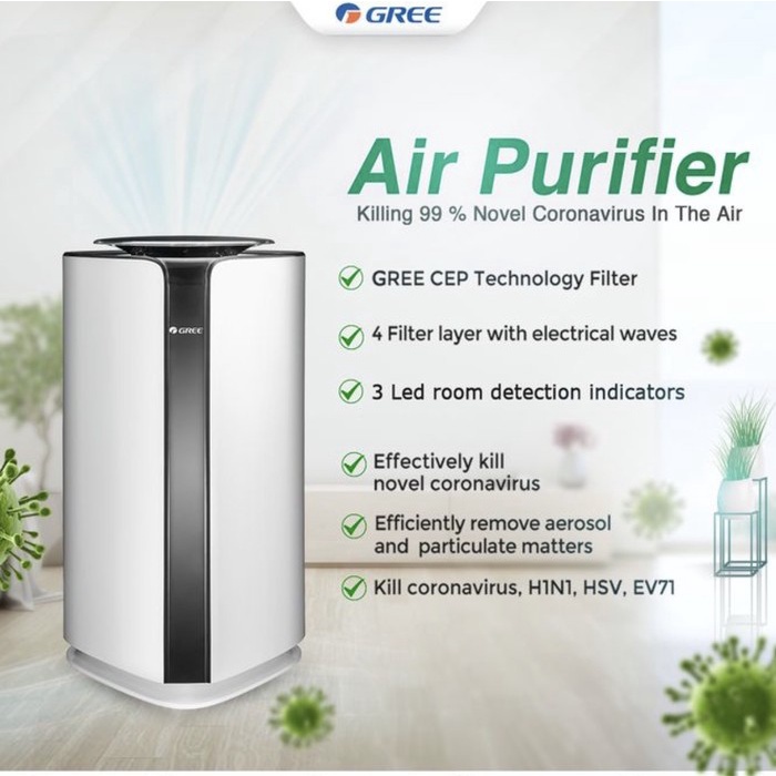 Gree AirPurifier GCC400DENA Dapat Membunuh virus Garansi Resmi -White