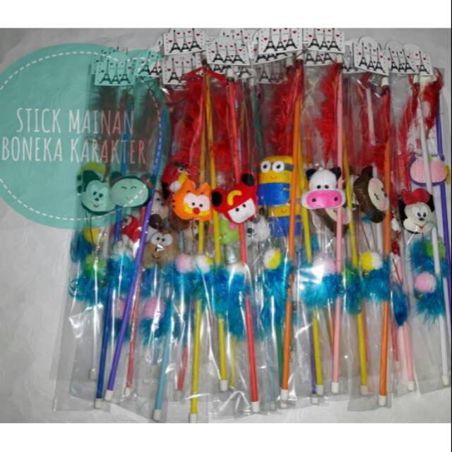 Stick Pancingan mainan kucing boneka flanel karakter