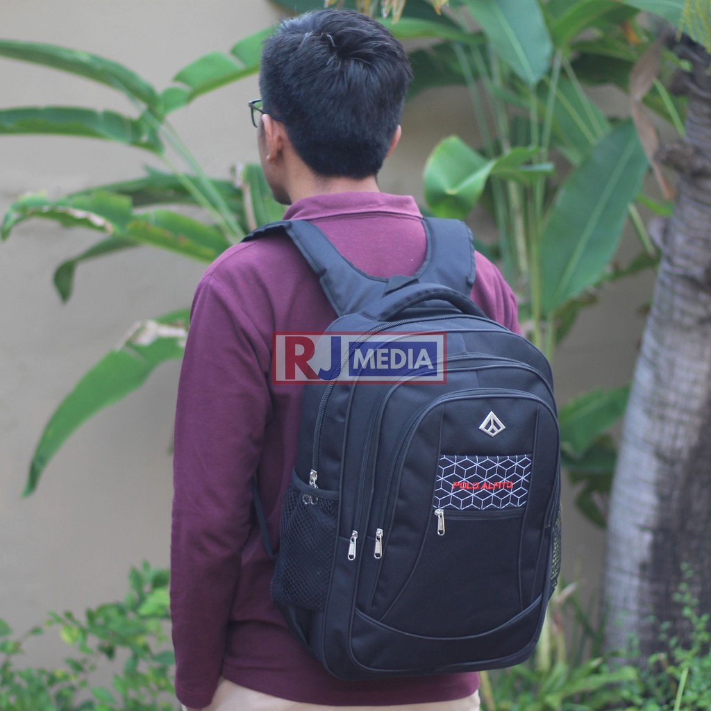 Tas Ransel Sekolah Alfito Jaring Spider Warna Hitam Laptop In Backpack Pria Wanita SMP SMA Kuliah Kerja Stylish Kekinian Tas Simple Premium Look Free Raincover