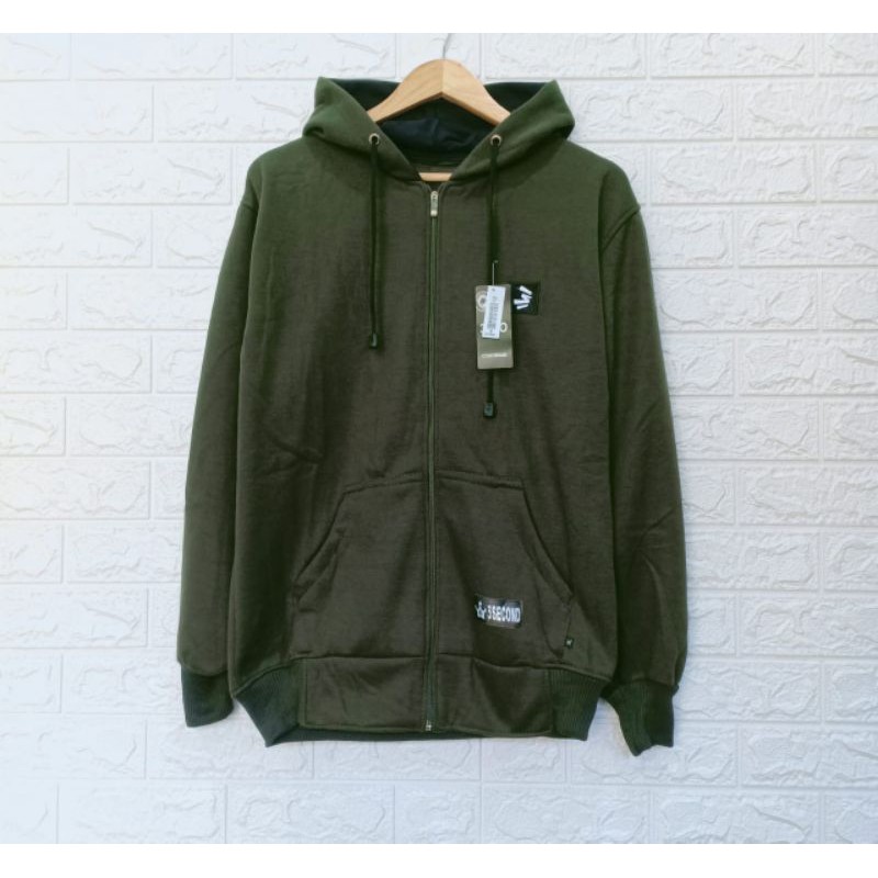 JAKET 3SECOND RESLETING HOODIE FLEECE TEBAL POLOS COWOK CEWEK ZIPPER