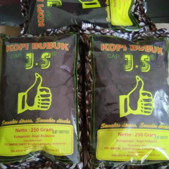 

Kopi bubuk Robusta - Kopi Lampung - JS - Jempol Sakti @250gr