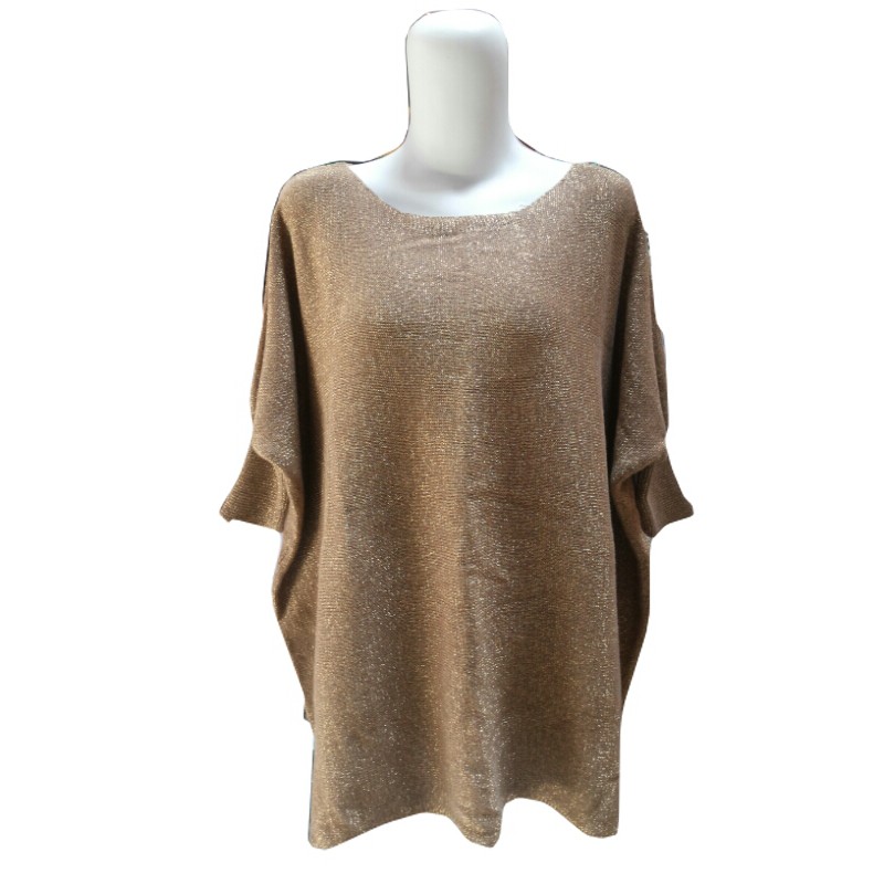 Atasan Blouse Rajut Oversize Batwing Gold Glitter / Bigsize