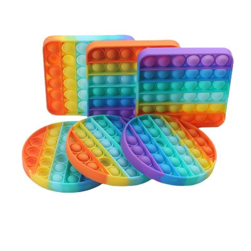 Mainan Fidget Pop It Bulat Warna Pelangi Untuk Penghilang Stress Anak-1