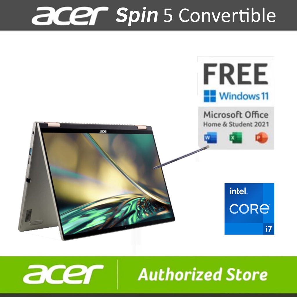 ACER Spin 5 Convertible Touch Screen Laptop SP514-51N - i7-1260P RAM 16GB SSD 1TB 14&quot; QHD X360 TOUCH W11 OHS
