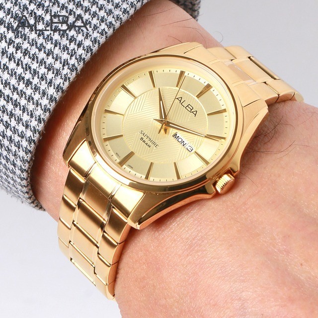 ALBA SAPPHIRE AJ6094X1 FULL GOLD JAM TANGAN PRIA ORIGINAL ORI