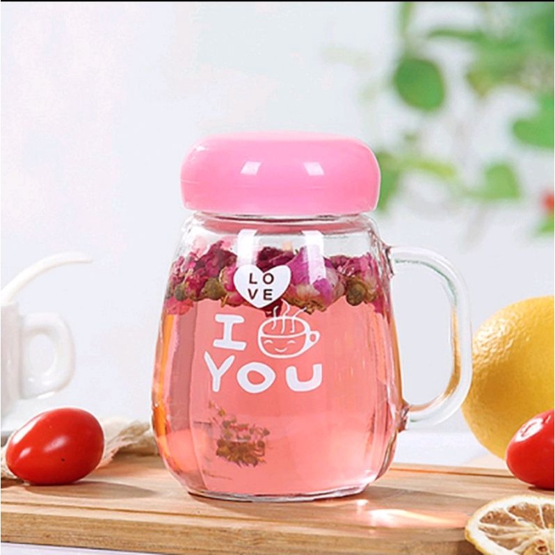 US010 Botol Minum kaca mini motif kartun Love By Toko Haji Usman