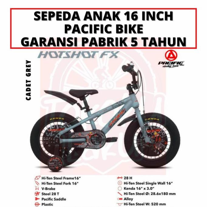 Sepeda Anak 16 Inch Pacific Bike Hotshot Bmx 16" Laki Laki Roda 4 - Obsidian Black Paradilachandra5