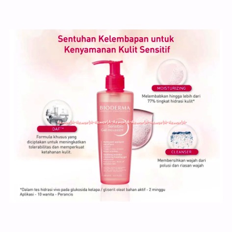 Bioderma 200ml Sensibio Gel Moussant Nettayant Pembersih Make up dan Melembabkan Kulit Sensitif Make Up Remover Bio Derma Kulit Sensitive