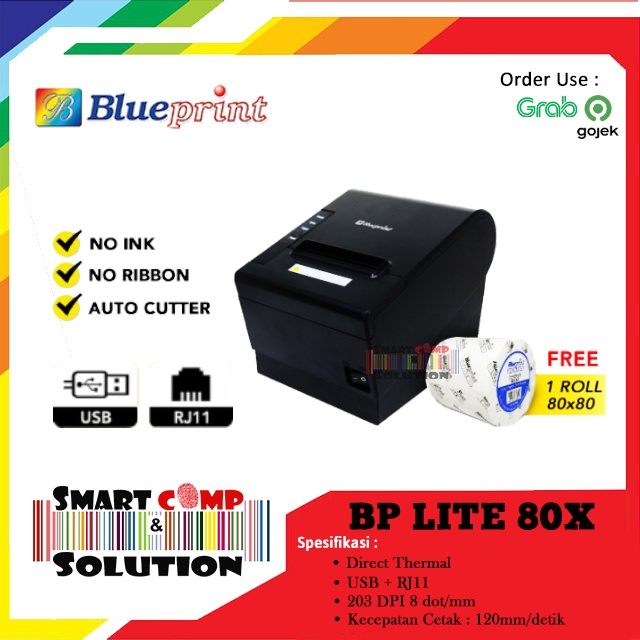 Printer Thermal Kasir 80mm BLUEPRINT Lite 80X Receipt Printer Lite80x