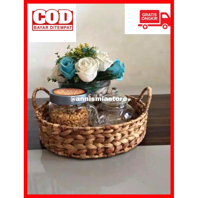 KERANJANG ENCENG GONDOK TRAY ECENG GONDOK KERANJANG ANYAMAN NAMPAN ECENG GONDOK OVAL