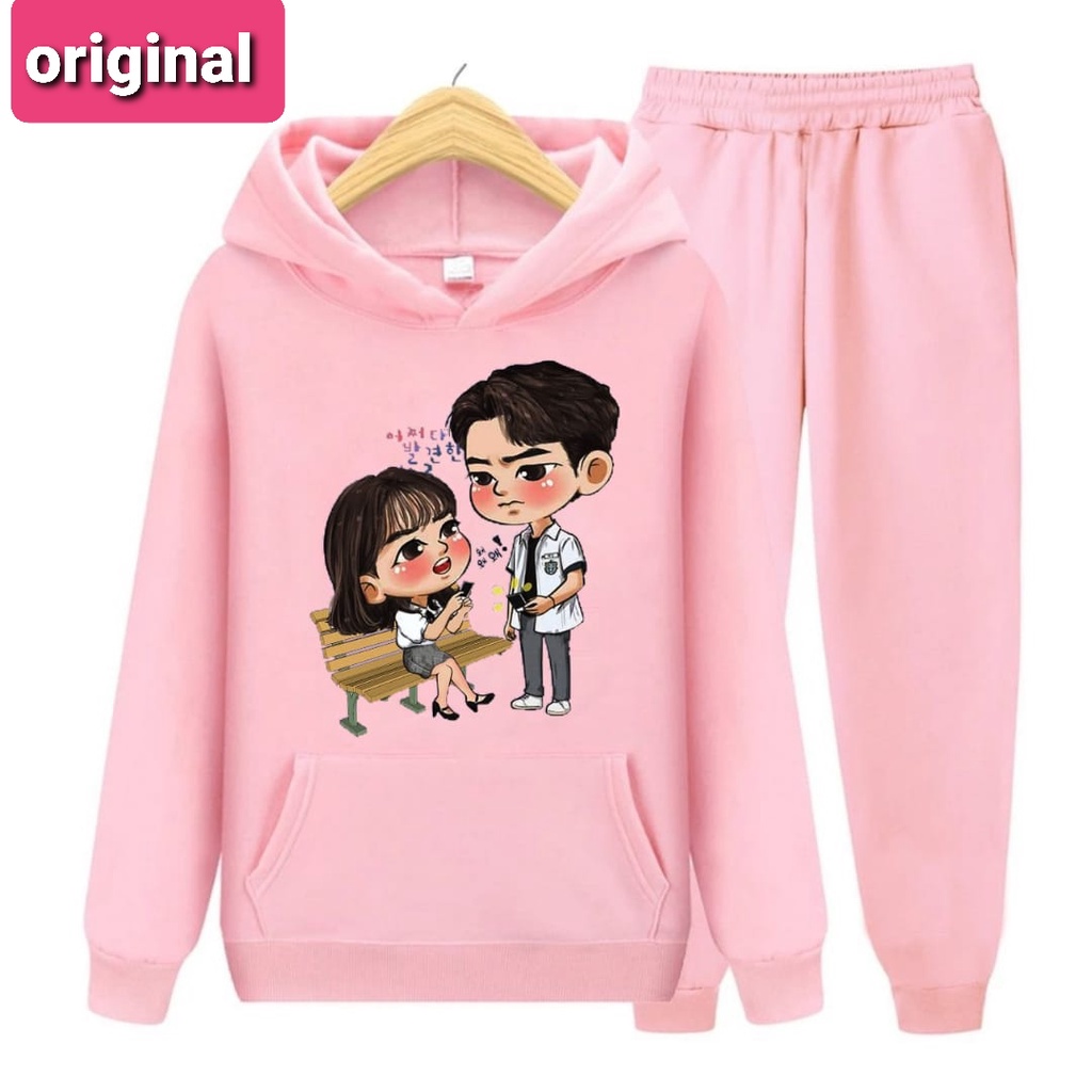 Setelan Anak Sweater Hoodie School Couple Size S,M,XL /Jaket hoodie topi anak/oneset