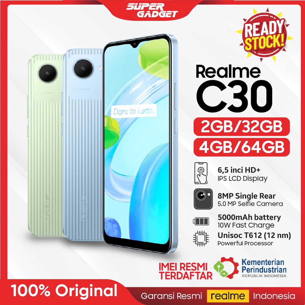 Realme C30 C30s 2/32 3/32 4/64 RAM 2 3 4 ROM 32 64 GB 2GB 3GB 4GB 32GB 64GB HP Smartphone Android