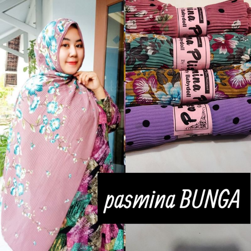 PASMINA PLISKET MOTIF BUNGA
