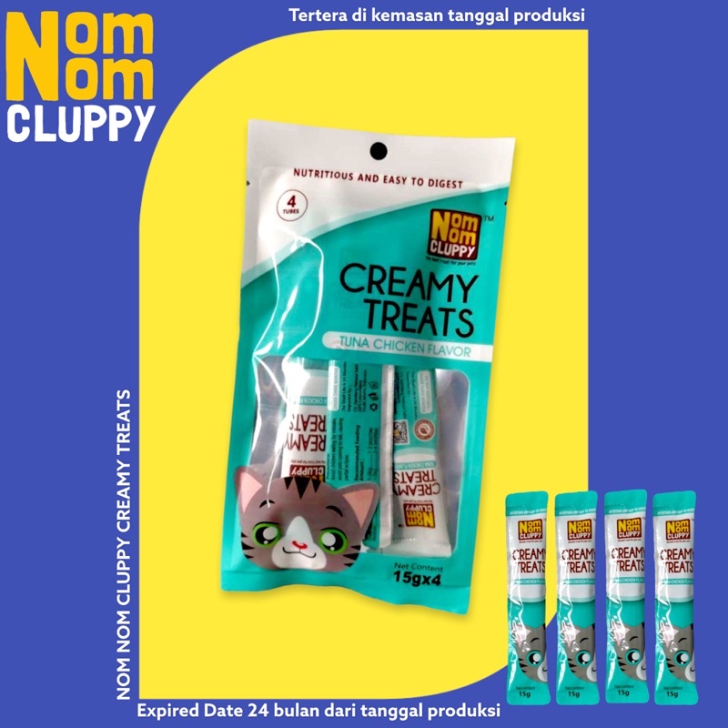 Snack Kucing Nom Nom Cluppy Creamy treats Snack kucing 1 pack (4x15gr)