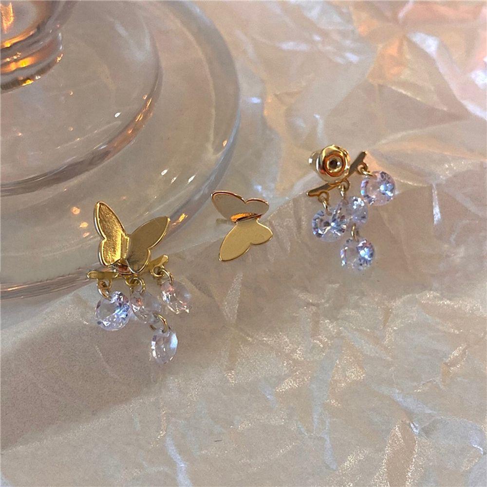 Mxbeauty Wanita Anting Menjuntai Kupu-Kupu Vintage Manis Untuk Gadis Temperamen Anting Drop Kristal