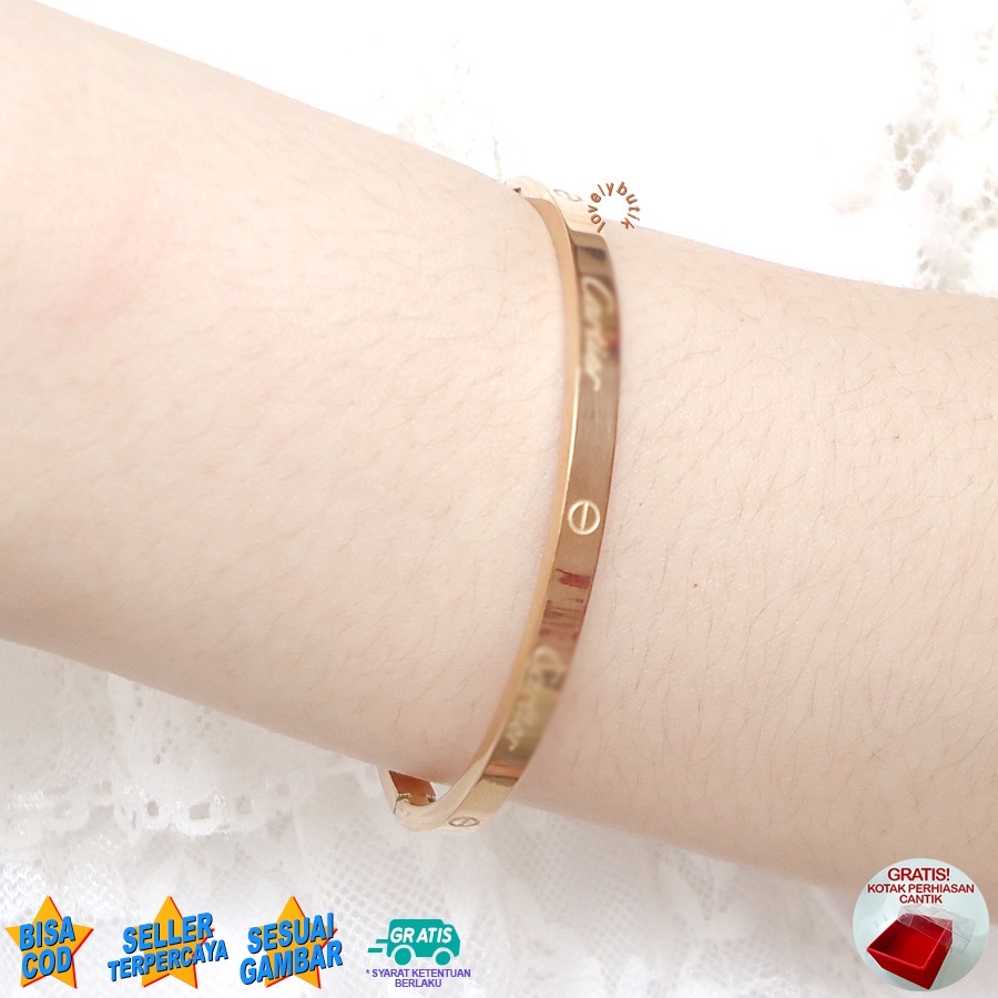 Lovelybutik - Gelang Bangle Titanium Fashion Wanita Korea Bracelet Jewelry K4nela