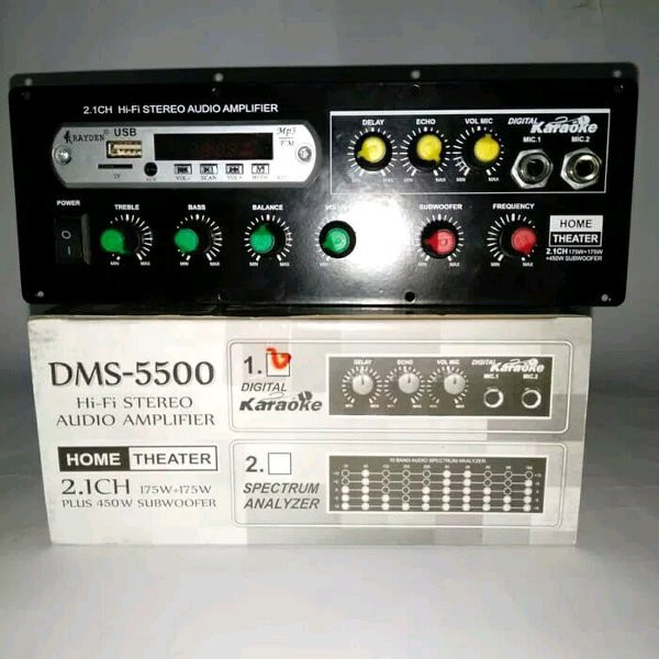 Kit Amplifier Home Theater 2.1 Channel plus Mp3 dan Digital karaoke Echo System DMS-5500