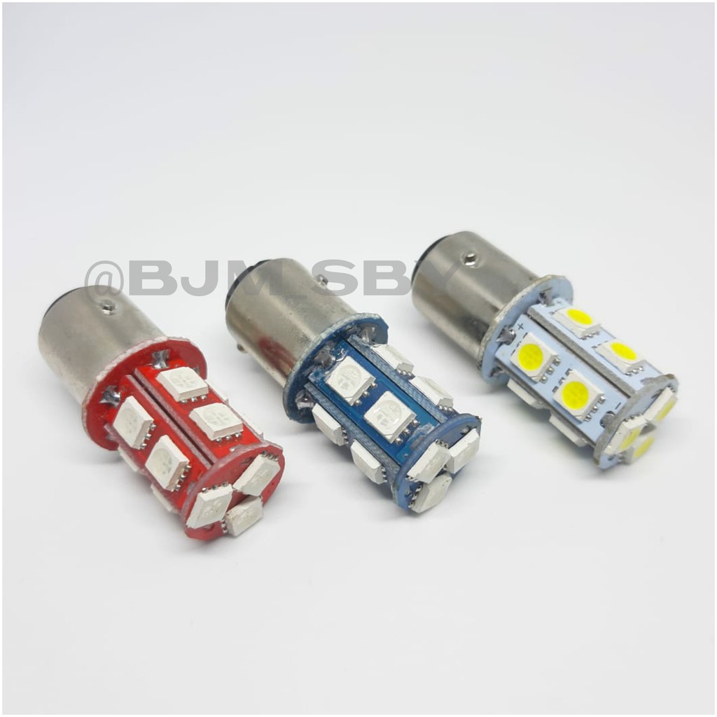 [SIAP KIRIM] LAMPU LED REM STOP BAYONET 13 MATA STROBO KEDIP MOBIL MOTOR KAKI 2 DC T20-1