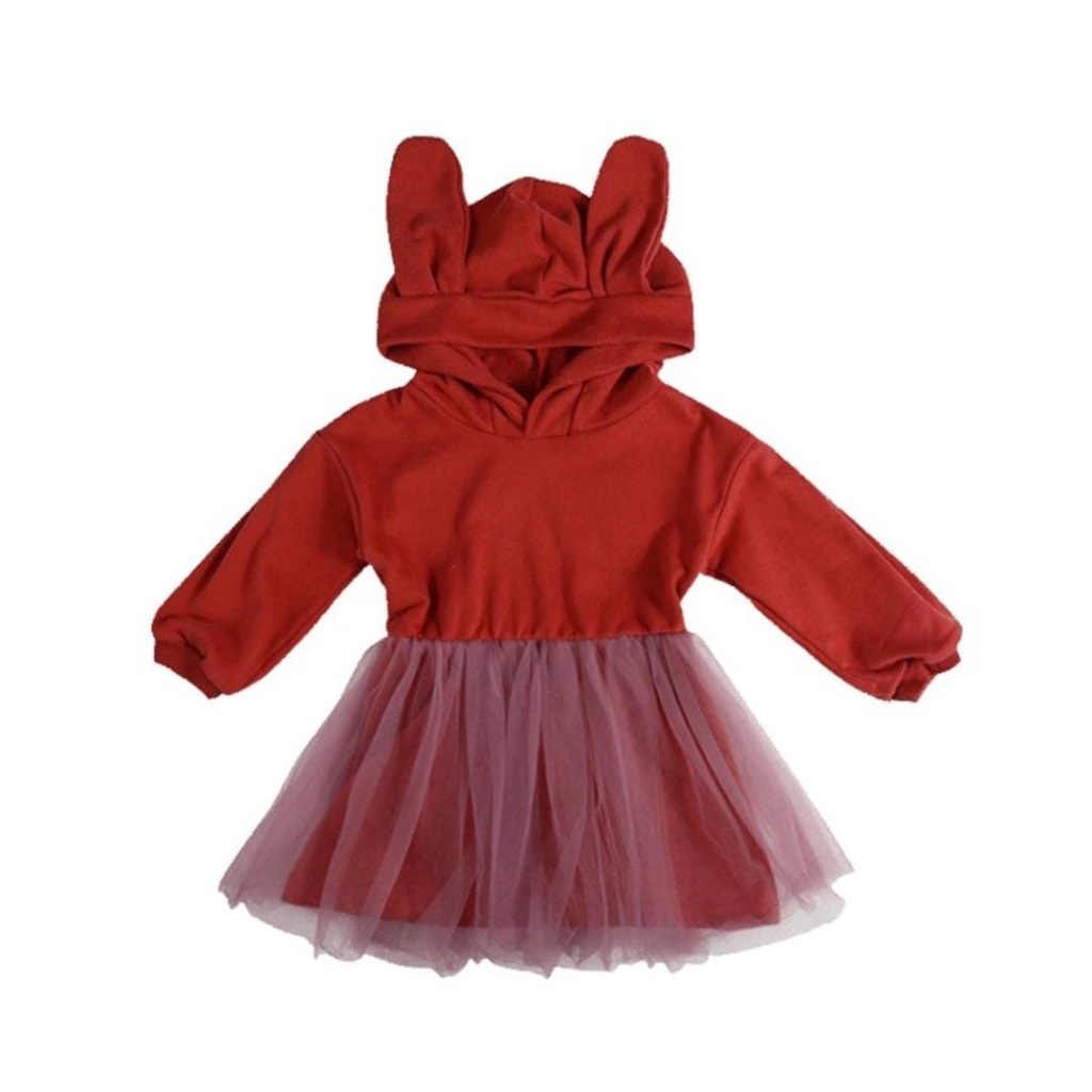 Promo !! Dress anak cewek - dress tutu hodie bunny cute import ukuran 1tahun-3tahun (WARNA : pink, hitam)