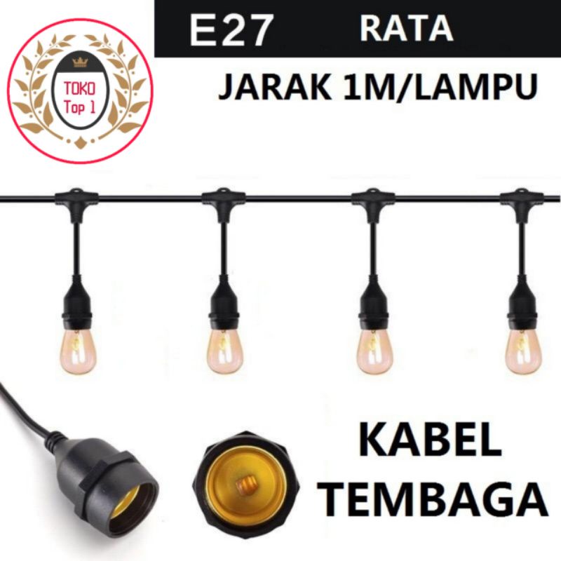 TOKO_TOP1 Kabel fiting lampu cafe gantung 10m 20m dekorasi outdoor fitting / super murah