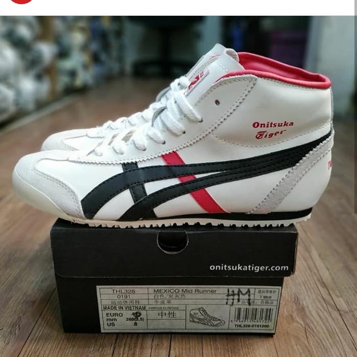Sepatu Asics Tiger onitsuka HI White RED Premium Original BNIB