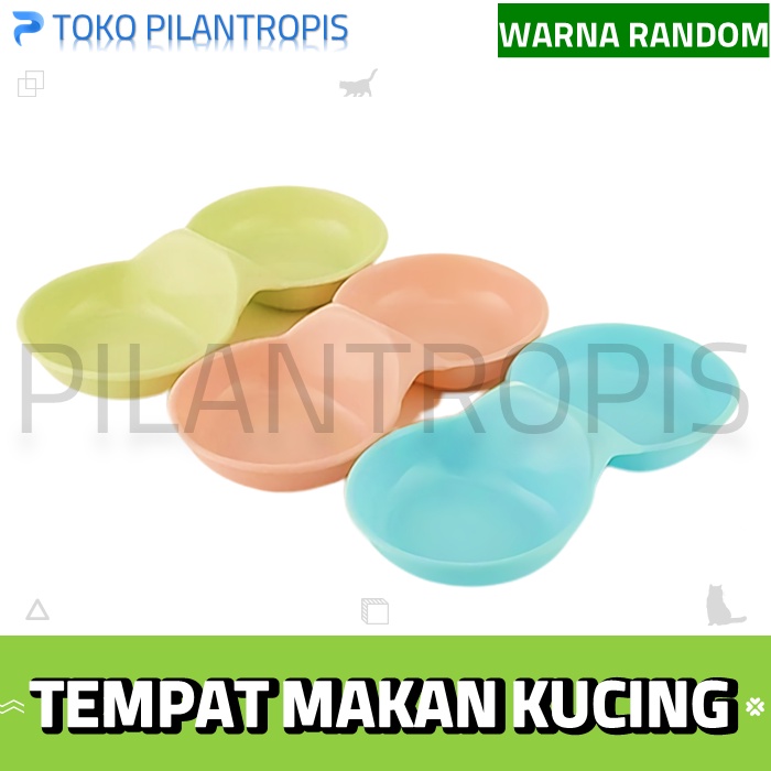 PET CAT BOWL TEMPAT MAKAN MINUM KUCING ANJING DOUBLE MANGKOK MANGKUK WADAH MAKANAN KUCING MURAH