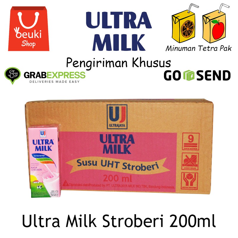 

Ultra Milk Strawberry UHT Susu Strawberry Enak dan Sehat - 24pcs x 200ml