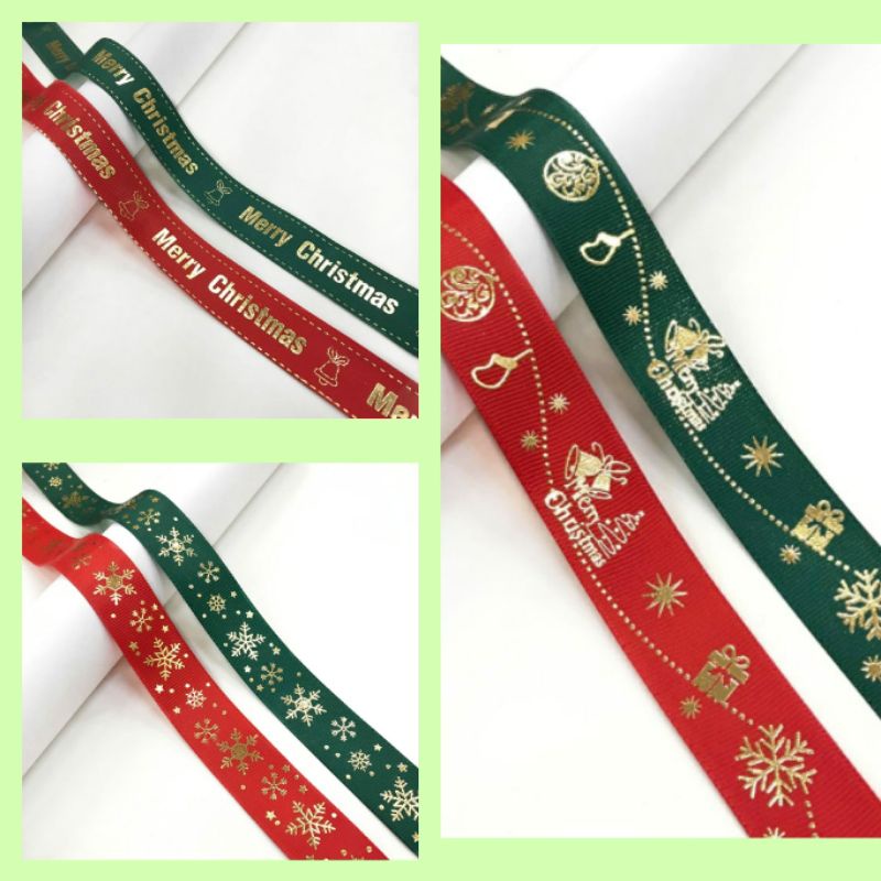 

[¹ YARD] - PITA NATAL KADO HAMPERS / MERRY CHRISTMAS MOTIF SNOWFLAKES LONCENG 2.5 CM