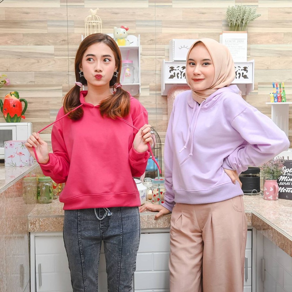 HOODIE CROOPE WANITA SWEATER POLOS OVER SIZE TERBARU-3