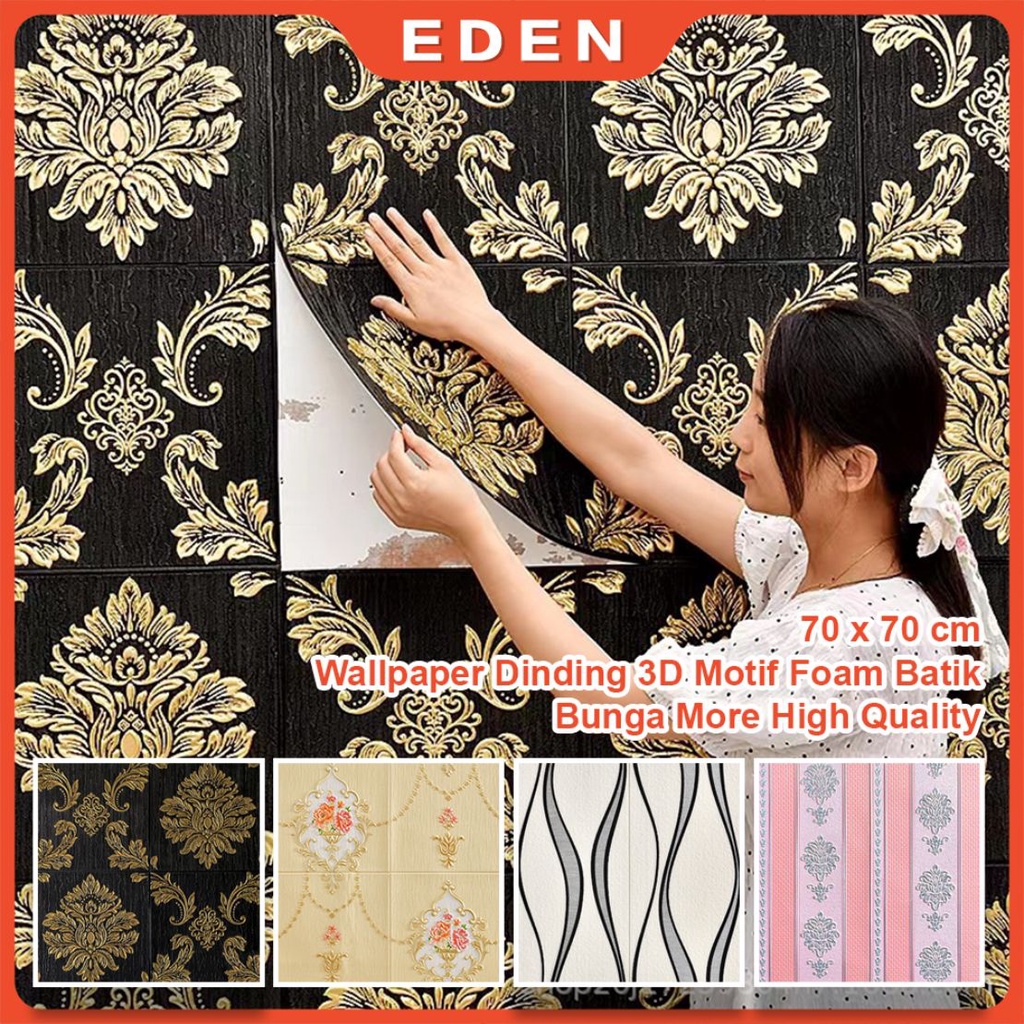 Wallpaper 3D FOAM 70x70 / Wallpaper Dinding 3D Motif Foam Batik Bunga More High Quality / Wallfoam 3D 5mm