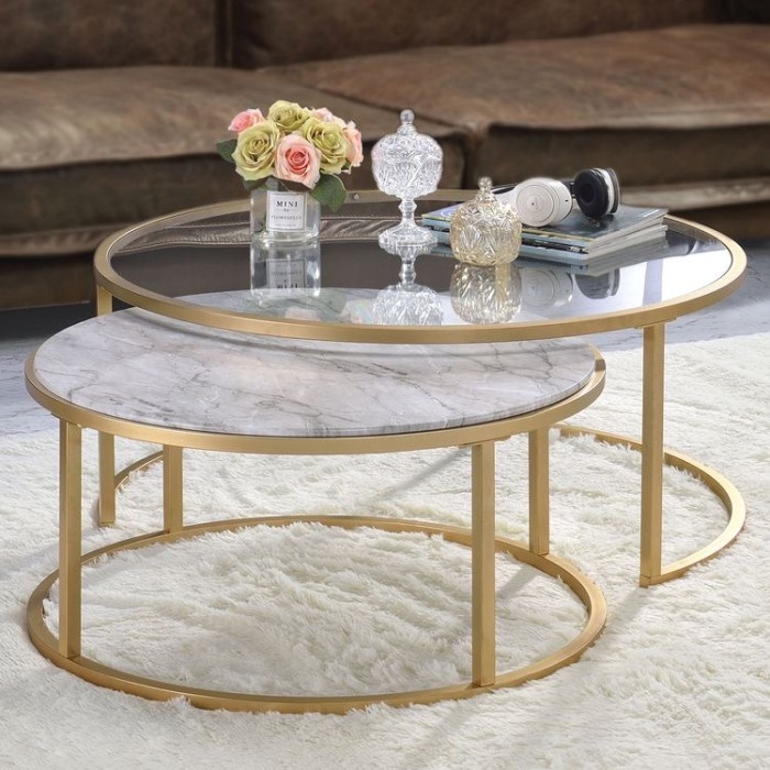 Meja tamu coffe table kaca minimalis besi modern industrial