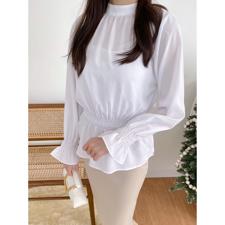 Kadaka T-0436 Blouse Detail Smock Tangan Panjang Free Inner Tanktop