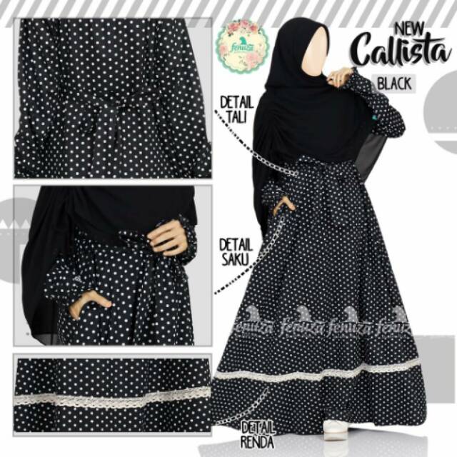 Gamis New Callista Black Hitam XXS by fenuza muslim wear gamis only